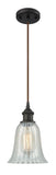 516-1P-OB-G2811 Cord Hung 6.25" Oil Rubbed Bronze Mini Pendant - Mouchette Hanover Glass - LED Bulb - Dimmensions: 6.25 x 6.25 x 12<br>Minimum Height : 14.75<br>Maximum Height : 132.75 - Sloped Ceiling Compatible: Yes