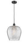 516-1P-OB-G462-12 Cord Hung 11.75" Oil Rubbed Bronze Mini Pendant - Clear Norfolk Glass - LED Bulb - Dimmensions: 11.75 x 11.75 x 16.125<br>Minimum Height : 19.125<br>Maximum Height : 136.125 - Sloped Ceiling Compatible: Yes