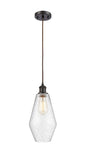516-1P-OB-G654-7 Cord Hung 7" Oil Rubbed Bronze Mini Pendant - Seedy Cindyrella 7" Glass - LED Bulb - Dimmensions: 7 x 7 x 14.5<br>Minimum Height : 17.5<br>Maximum Height : 134.5 - Sloped Ceiling Compatible: Yes