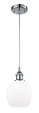 516-1P-PC-G101 Cord Hung 6" Polished Chrome Mini Pendant - Matte White Belfast Glass - LED Bulb - Dimmensions: 6 x 6 x 9<br>Minimum Height : 12.75<br>Maximum Height : 130.75 - Sloped Ceiling Compatible: Yes
