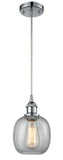 516-1P-PC-G104 Cord Hung 6" Polished Chrome Mini Pendant - Seedy Belfast Glass - LED Bulb - Dimmensions: 6 x 6 x 9<br>Minimum Height : 12.75<br>Maximum Height : 130.75 - Sloped Ceiling Compatible: Yes
