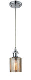 516-1P-PC-G116 Cord Hung 5" Polished Chrome Mini Pendant - Mercury Cobbleskill Glass - LED Bulb - Dimmensions: 5 x 5 x 8<br>Minimum Height : 12.75<br>Maximum Height : 130.75 - Sloped Ceiling Compatible: Yes