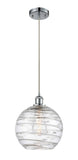 516-1P-PC-G1213-10 Cord Hung 10" Polished Chrome Mini Pendant - Clear Athens Deco Swirl 8" Glass - LED Bulb - Dimmensions: 10 x 10 x 13<br>Minimum Height : 15.75<br>Maximum Height : 133.75 - Sloped Ceiling Compatible: Yes