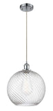 516-1P-PC-G1214-12 Cord Hung 12" Polished Chrome Mini Pendant - Clear Athens Twisted Swirl 12" Glass - LED Bulb - Dimmensions: 12 x 12 x 15<br>Minimum Height : 17.75<br>Maximum Height : 133.75 - Sloped Ceiling Compatible: Yes
