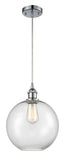 516-1P-PC-G122-10 Cord Hung 10" Polished Chrome Mini Pendant - Clear Large Athens Glass - LED Bulb - Dimmensions: 10 x 10 x 13<br>Minimum Height : 15.75<br>Maximum Height : 133.75 - Sloped Ceiling Compatible: Yes