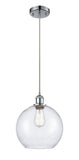 516-1P-PC-G124-10 Cord Hung 10" Polished Chrome Mini Pendant - Seedy Large Athens Glass - LED Bulb - Dimmensions: 10 x 10 x 13<br>Minimum Height : 15.75<br>Maximum Height : 133.75 - Sloped Ceiling Compatible: Yes
