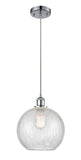 516-1P-PC-G125-10 Cord Hung 10" Polished Chrome Mini Pendant - Clear Crackle Large Athens Glass - LED Bulb - Dimmensions: 10 x 10 x 13<br>Minimum Height : 15.75<br>Maximum Height : 133.75 - Sloped Ceiling Compatible: Yes