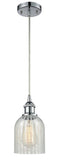 516-1P-PC-G2511 Cord Hung 5" Polished Chrome Mini Pendant - Mouchette Caledonia Glass - LED Bulb - Dimmensions: 5 x 5 x 10<br>Minimum Height : 12.75<br>Maximum Height : 130.75 - Sloped Ceiling Compatible: Yes