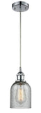 516-1P-PC-G257 Cord Hung 5" Polished Chrome Mini Pendant - Charcoal Caledonia Glass - LED Bulb - Dimmensions: 5 x 5 x 10<br>Minimum Height : 12.75<br>Maximum Height : 130.75 - Sloped Ceiling Compatible: Yes