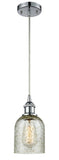 516-1P-PC-G259 Cord Hung 5" Polished Chrome Mini Pendant - Mica Caledonia Glass - LED Bulb - Dimmensions: 5 x 5 x 10<br>Minimum Height : 12.75<br>Maximum Height : 130.75 - Sloped Ceiling Compatible: Yes