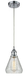 516-1P-PC-G275 Cord Hung 6" Polished Chrome Mini Pendant - Clear Crackle Conesus Glass - LED Bulb - Dimmensions: 6 x 6 x 10<br>Minimum Height : 13.75<br>Maximum Height : 131.75 - Sloped Ceiling Compatible: Yes