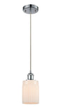 516-1P-PC-G341 Cord Hung 4.5" Polished Chrome Mini Pendant - Matte White Hadley Glass - LED Bulb - Dimmensions: 4.5 x 4.5 x 8<br>Minimum Height : 12.75<br>Maximum Height : 130.75 - Sloped Ceiling Compatible: Yes