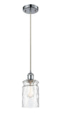 516-1P-PC-G352 Cord Hung 4.75" Polished Chrome Mini Pendant - Clear Waterglass Candor Glass - LED Bulb - Dimmensions: 4.75 x 4.75 x 9.5<br>Minimum Height : 13.75<br>Maximum Height : 131.75 - Sloped Ceiling Compatible: Yes
