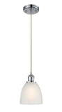 516-1P-PC-G381 Cord Hung 6" Polished Chrome Mini Pendant - White Castile Glass - LED Bulb - Dimmensions: 6 x 6 x 9<br>Minimum Height : 12.75<br>Maximum Height : 130.75 - Sloped Ceiling Compatible: Yes