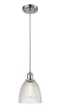 516-1P-PC-G382 Cord Hung 6" Polished Chrome Mini Pendant - Clear Castile Glass - LED Bulb - Dimmensions: 6 x 6 x 9<br>Minimum Height : 12.75<br>Maximum Height : 130.75 - Sloped Ceiling Compatible: Yes