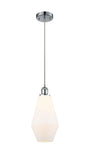 516-1P-PC-G651-7 Cord Hung 7" Polished Chrome Mini Pendant - Cased Matte White Cindyrella 7" Glass - LED Bulb - Dimmensions: 7 x 7 x 14.5<br>Minimum Height : 17.5<br>Maximum Height : 134.5 - Sloped Ceiling Compatible: Yes