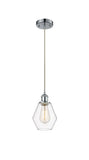 516-1P-PC-G652-6 Cord Hung 6" Polished Chrome Mini Pendant - Clear Cindyrella 6" Glass - LED Bulb - Dimmensions: 6 x 6 x 10<br>Minimum Height : 13<br>Maximum Height : 130 - Sloped Ceiling Compatible: Yes