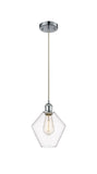 516-1P-PC-G652-8 Cord Hung 8" Polished Chrome Mini Pendant - Clear Cindyrella 8" Glass - LED Bulb - Dimmensions: 8 x 8 x 11<br>Minimum Height : 14<br>Maximum Height : 131 - Sloped Ceiling Compatible: Yes