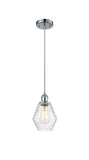 516-1P-PC-G654-6 Cord Hung 6" Polished Chrome Mini Pendant - Seedy Cindyrella 6" Glass - LED Bulb - Dimmensions: 6 x 6 x 10<br>Minimum Height : 13<br>Maximum Height : 130 - Sloped Ceiling Compatible: Yes