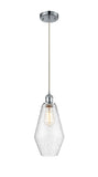 516-1P-PC-G654-7 Cord Hung 7" Polished Chrome Mini Pendant - Seedy Cindyrella 7" Glass - LED Bulb - Dimmensions: 7 x 7 x 14.5<br>Minimum Height : 17.5<br>Maximum Height : 134.5 - Sloped Ceiling Compatible: Yes