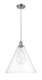 516-1P-PC-GBC-162 1-Light 16" Polished Chrome Pendant - Cased Matte White Ballston Cone Glass - LED Bulb - Dimmensions: 16 x 16 x 18.75<br>Minimum Height : 21.75<br>Maximum Height : 138.75 - Sloped Ceiling Compatible: Yes