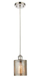 516-1P-PN-G116 Cord Hung 5" Polished Nickel Mini Pendant - Mercury Cobbleskill Glass - LED Bulb - Dimmensions: 5 x 5 x 8<br>Minimum Height : 12.75<br>Maximum Height : 130.75 - Sloped Ceiling Compatible: Yes