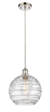 516-1P-PN-G1213-10 Cord Hung 10" Polished Nickel Mini Pendant - Clear Athens Deco Swirl 8" Glass - LED Bulb - Dimmensions: 10 x 10 x 13<br>Minimum Height : 15.75<br>Maximum Height : 133.75 - Sloped Ceiling Compatible: Yes