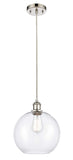 516-1P-PN-G122-10 Cord Hung 10" Polished Nickel Mini Pendant - Clear Large Athens Glass - LED Bulb - Dimmensions: 10 x 10 x 13<br>Minimum Height : 15.75<br>Maximum Height : 133.75 - Sloped Ceiling Compatible: Yes