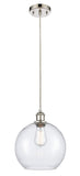 516-1P-PN-G124-10 Cord Hung 10" Polished Nickel Mini Pendant - Seedy Large Athens Glass - LED Bulb - Dimmensions: 10 x 10 x 13<br>Minimum Height : 15.75<br>Maximum Height : 133.75 - Sloped Ceiling Compatible: Yes