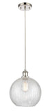 516-1P-PN-G125-10 Cord Hung 10" Polished Nickel Mini Pendant - Clear Crackle Large Athens Glass - LED Bulb - Dimmensions: 10 x 10 x 13<br>Minimum Height : 15.75<br>Maximum Height : 133.75 - Sloped Ceiling Compatible: Yes