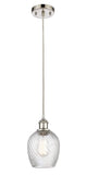 516-1P-PN-G292 Cord Hung 5" Polished Nickel Mini Pendant - Clear Spiral Fluted Salina Glass - LED Bulb - Dimmensions: 5 x 5 x 10<br>Minimum Height : 12.75<br>Maximum Height : 130.75 - Sloped Ceiling Compatible: Yes