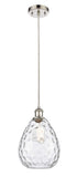 516-1P-PN-G372 Cord Hung 8" Polished Nickel Mini Pendant - Clear Large Waverly Glass - LED Bulb - Dimmensions: 8 x 8 x 12<br>Minimum Height : 15.75<br>Maximum Height : 131.75 - Sloped Ceiling Compatible: Yes