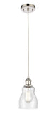 516-1P-PN-G394 Cord Hung 4.5" Polished Nickel Mini Pendant - Seedy Ellery Glass - LED Bulb - Dimmensions: 4.5 x 4.5 x 8<br>Minimum Height : 12.75<br>Maximum Height : 130.75 - Sloped Ceiling Compatible: Yes