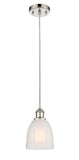 516-1P-PN-G441 Cord Hung 5.75" Polished Nickel Mini Pendant - White Brookfield Glass - LED Bulb - Dimmensions: 5.75 x 5.75 x 8<br>Minimum Height : 12.75<br>Maximum Height : 130.75 - Sloped Ceiling Compatible: Yes
