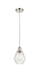 516-1P-PN-G654-6 Cord Hung 6" Polished Nickel Mini Pendant - Seedy Cindyrella 6" Glass - LED Bulb - Dimmensions: 6 x 6 x 10<br>Minimum Height : 13<br>Maximum Height : 130 - Sloped Ceiling Compatible: Yes