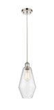 516-1P-PN-G654-7 Cord Hung 7" Polished Nickel Mini Pendant - Seedy Cindyrella 7" Glass - LED Bulb - Dimmensions: 7 x 7 x 14.5<br>Minimum Height : 17.5<br>Maximum Height : 134.5 - Sloped Ceiling Compatible: Yes