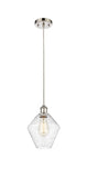 516-1P-PN-G654-8 Cord Hung 8" Polished Nickel Mini Pendant - Seedy Cindyrella 8" Glass - LED Bulb - Dimmensions: 8 x 8 x 11<br>Minimum Height : 14<br>Maximum Height : 131 - Sloped Ceiling Compatible: Yes