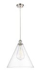 516-1P-PN-GBC-162 1-Light 16" Polished Nickel Pendant - Cased Matte White Ballston Cone Glass - LED Bulb - Dimmensions: 16 x 16 x 18.75<br>Minimum Height : 21.75<br>Maximum Height : 138.75 - Sloped Ceiling Compatible: Yes