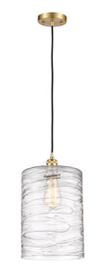 Cord Hung 9" Satin Gold Mini Pendant - Deco Swirl Large Cobbleskill LED