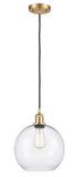 516-1P-SG-G122-10 Cord Hung 10" Satin Gold Mini Pendant - Clear Large Athens Glass - LED Bulb - Dimmensions: 10 x 10 x 13<br>Minimum Height : 15.75<br>Maximum Height : 133.75 - Sloped Ceiling Compatible: Yes