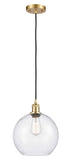516-1P-SG-G124-10 Cord Hung 10" Satin Gold Mini Pendant - Seedy Large Athens Glass - LED Bulb - Dimmensions: 10 x 10 x 13<br>Minimum Height : 15.75<br>Maximum Height : 133.75 - Sloped Ceiling Compatible: Yes