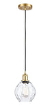 Cord Hung 6" Satin Gold Mini Pendant - Clear Small Waverly Glass - LED Bulb Included
