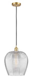 516-1P-SG-G462-12 Cord Hung 11.75" Satin Gold Mini Pendant - Clear Norfolk Glass - LED Bulb - Dimmensions: 11.75 x 11.75 x 16.125<br>Minimum Height : 19.125<br>Maximum Height : 136.125 - Sloped Ceiling Compatible: Yes