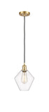 516-1P-SG-G652-8 Cord Hung 8" Satin Gold Mini Pendant - Clear Cindyrella 8" Glass - LED Bulb - Dimmensions: 8 x 8 x 11<br>Minimum Height : 14<br>Maximum Height : 131 - Sloped Ceiling Compatible: Yes