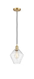 516-1P-SG-G654-8 Cord Hung 8" Satin Gold Mini Pendant - Seedy Cindyrella 8" Glass - LED Bulb - Dimmensions: 8 x 8 x 11<br>Minimum Height : 14<br>Maximum Height : 131 - Sloped Ceiling Compatible: Yes