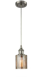 516-1P-SN-G116 Cord Hung 5" Brushed Satin Nickel Mini Pendant - Mercury Cobbleskill Glass - LED Bulb - Dimmensions: 5 x 5 x 8<br>Minimum Height : 12.75<br>Maximum Height : 130.75 - Sloped Ceiling Compatible: Yes