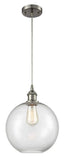 516-1P-SN-G122-10 Cord Hung 10" Brushed Satin Nickel Mini Pendant - Clear Large Athens Glass - LED Bulb - Dimmensions: 10 x 10 x 13<br>Minimum Height : 15.75<br>Maximum Height : 133.75 - Sloped Ceiling Compatible: Yes