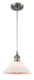 516-1P-SN-G131 Cord Hung 8.375" Brushed Satin Nickel Mini Pendant - Matte White Orwell Glass - LED Bulb - Dimmensions: 8.375 x 8.375 x 6.5<br>Minimum Height : 10.75<br>Maximum Height : 128.75 - Sloped Ceiling Compatible: Yes