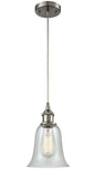 516-1P-SN-G2812 Cord Hung 6.25" Brushed Satin Nickel Mini Pendant - Fishnet Hanover Glass - LED Bulb - Dimmensions: 6.25 x 6.25 x 12<br>Minimum Height : 14.75<br>Maximum Height : 132.75 - Sloped Ceiling Compatible: Yes