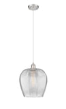516-1P-SN-G462-12 Cord Hung 11.75" Brushed Satin Nickel Mini Pendant - Clear Norfolk Glass - LED Bulb - Dimmensions: 11.75 x 11.75 x 16.125<br>Minimum Height : 19.125<br>Maximum Height : 136.125 - Sloped Ceiling Compatible: Yes